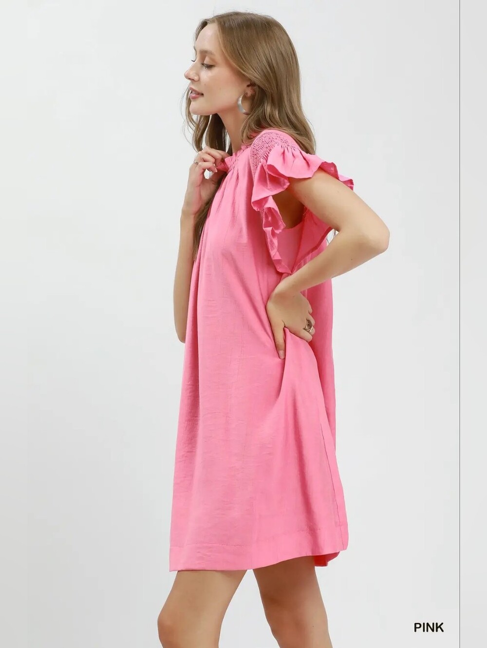 Umgee Ruffle Flutter Sleeve Dress - Picture 3 of 7